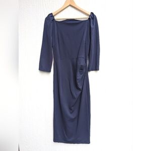 Belle Poque Navy Blue Stretchy Bodycon Retro Inspired Dress Women's Size 10